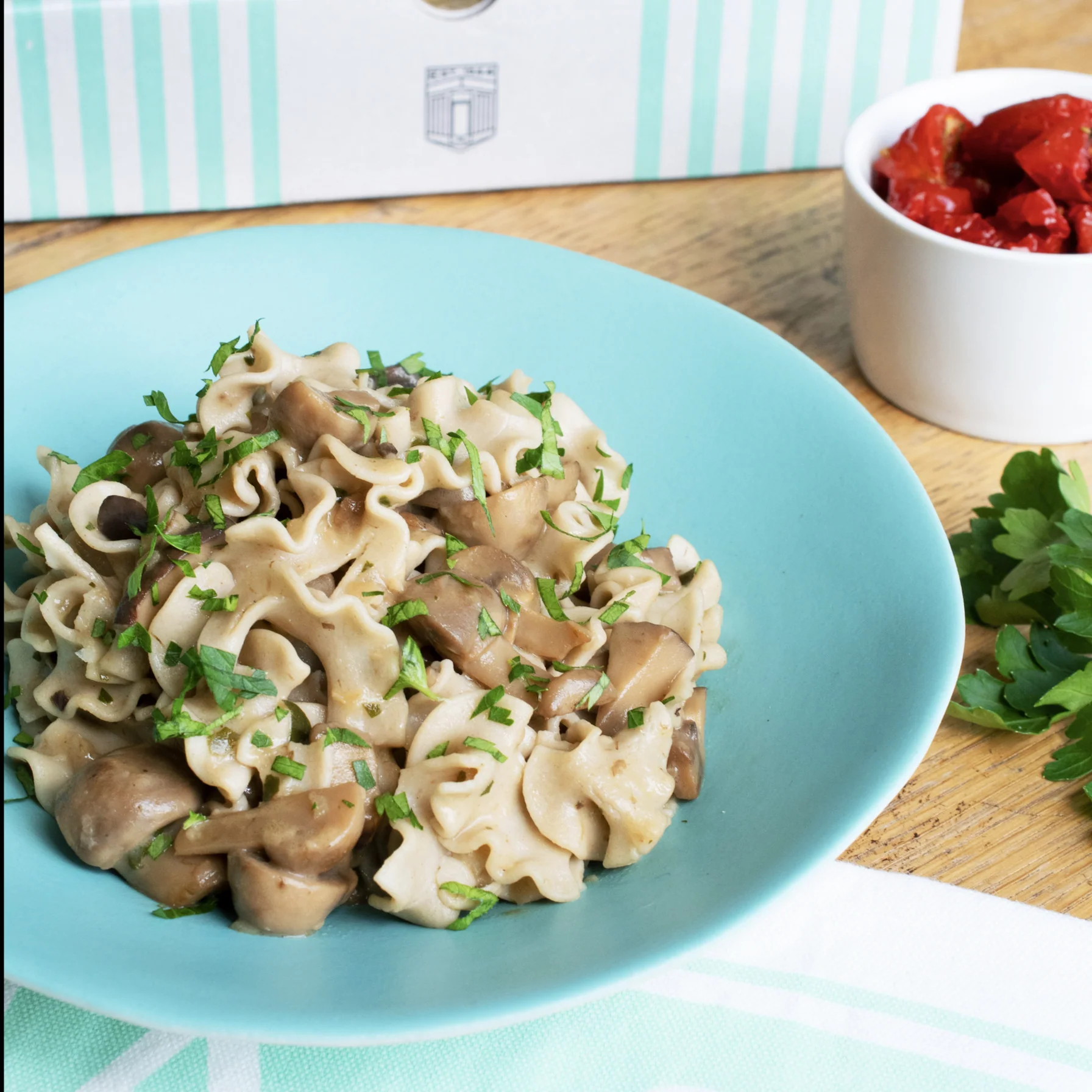 Gluten-free Buckwheat Mafaldine with Seasonal Mushroom Sauce, Pasta Kit - Image 2
